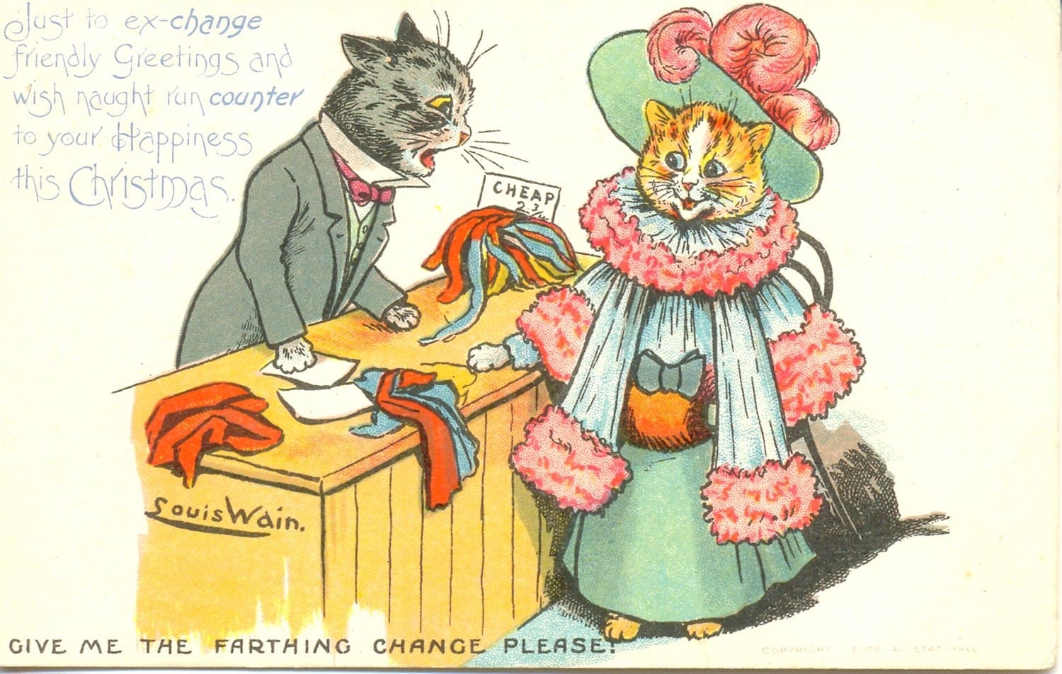 7.	Anthropomorphic Louis Wain postcard, circa 1898