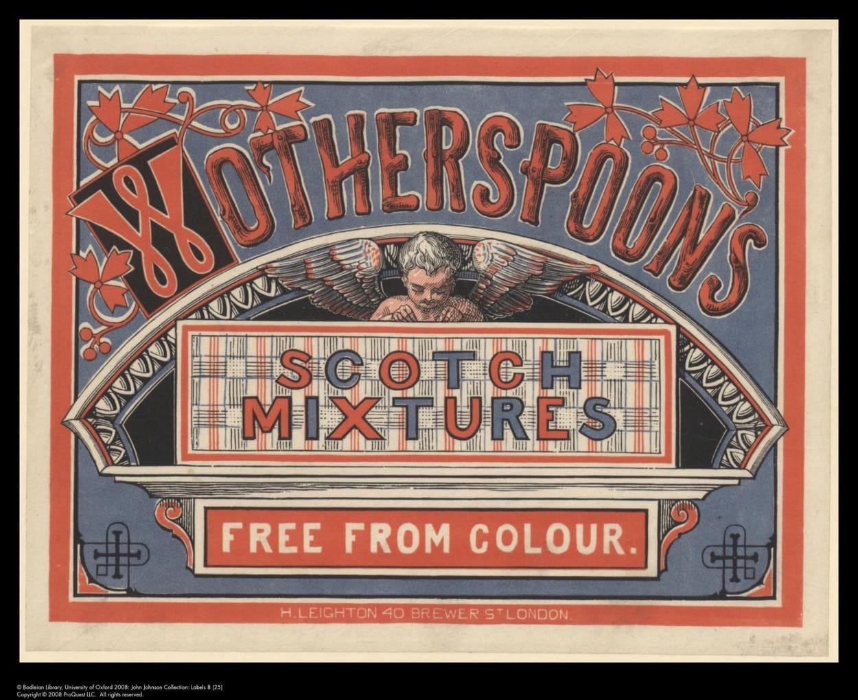 Vintage Wotherspoon's Scotch Mixtures sweet label illustration
