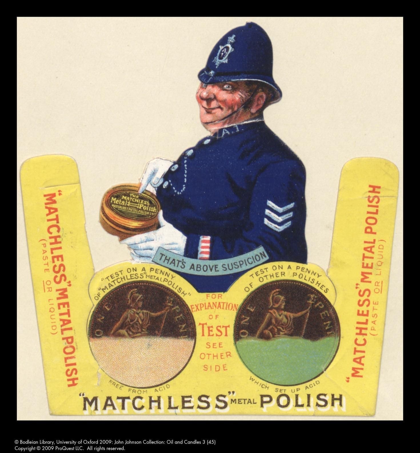 Vintage policeman advert for Matchless Metal Polish