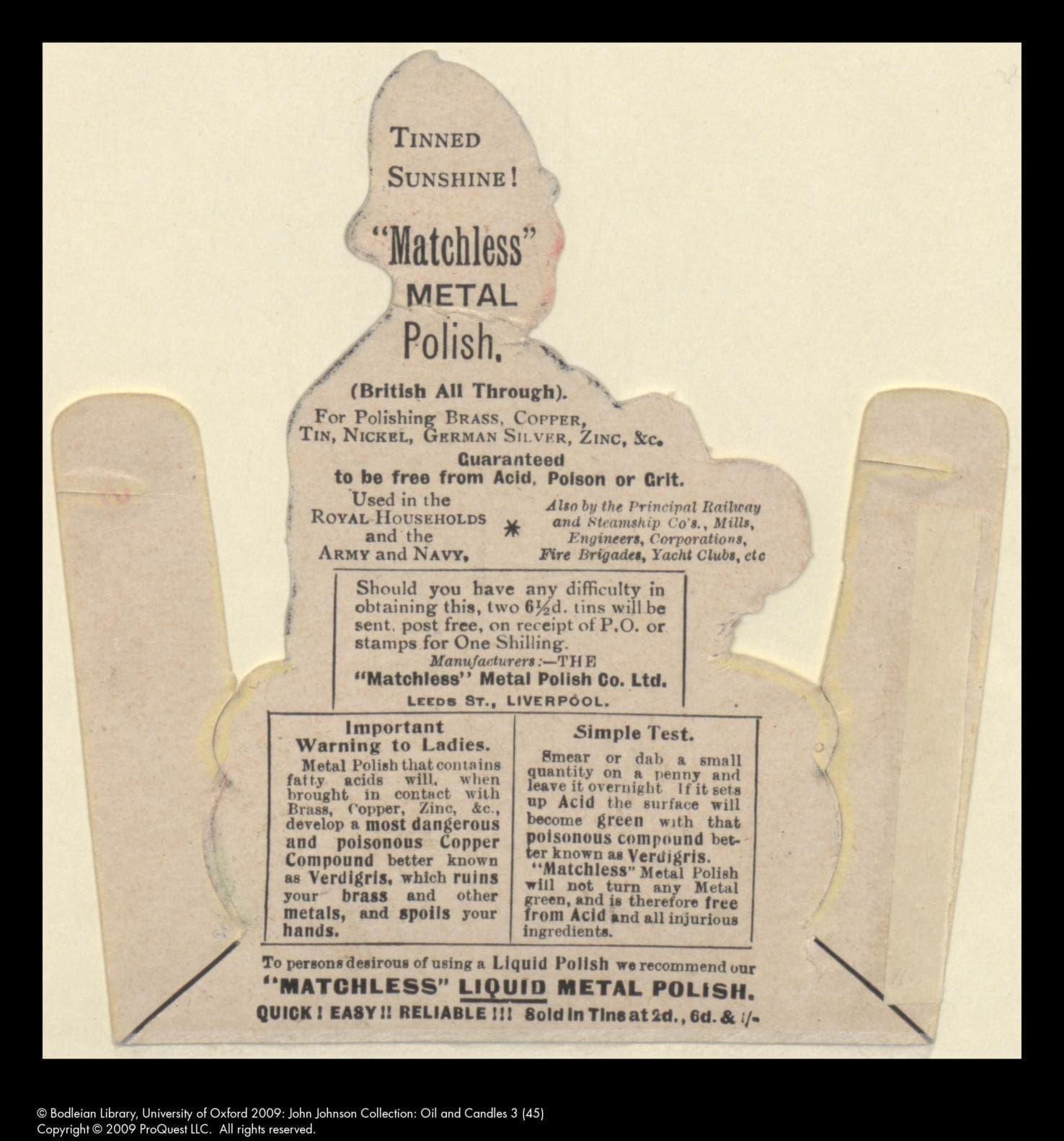 Vintage advertisement for Matchless Metal Polish
